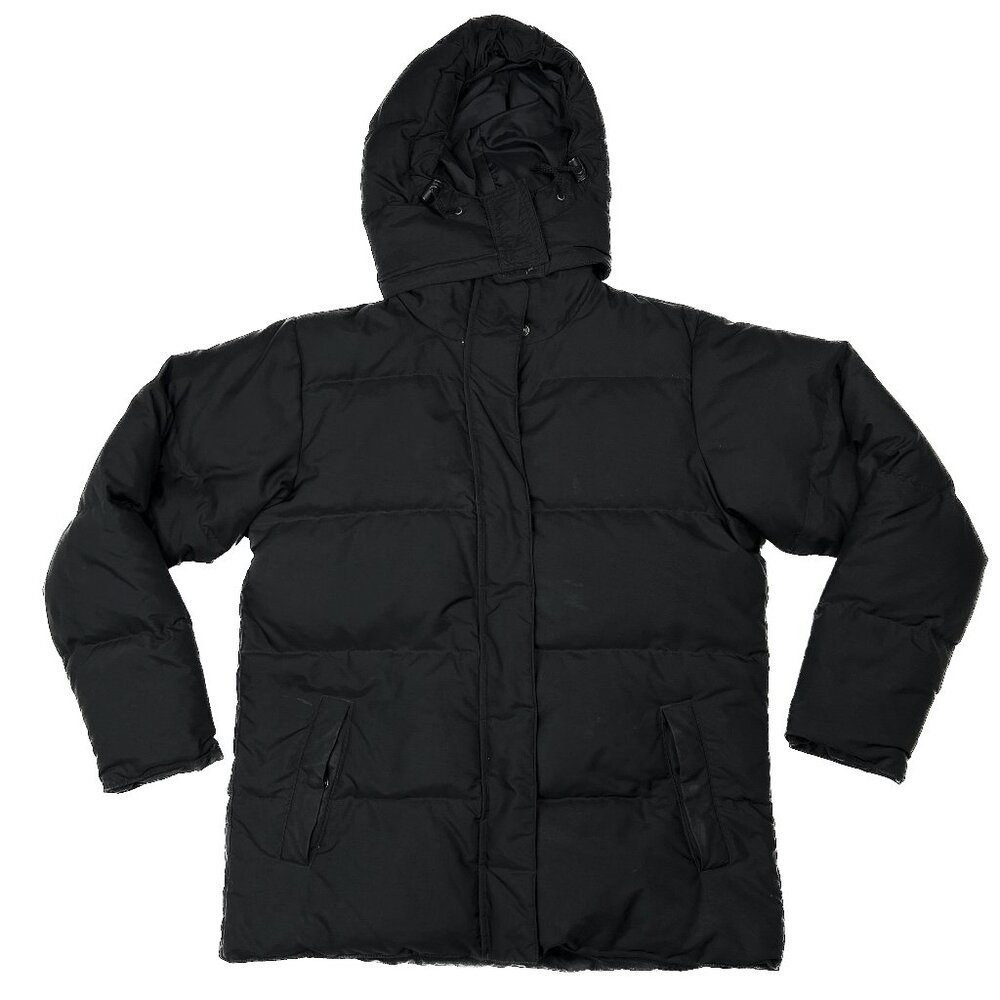 L.L. Bean Y2K Vintage Goose Down Puffer Black Hooded Parka WinterJacket Size M - Picture 2 of 7